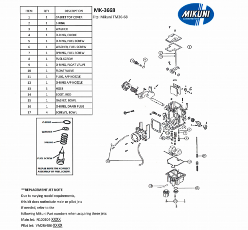 TM36-68 MK-3668 Mikuni Rebuild Kit - Mikunioz