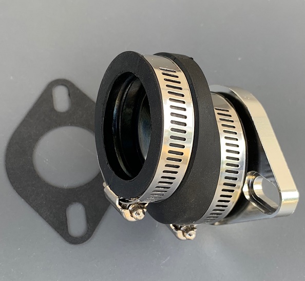 Mikuni Flange Assy 34mm ID, 40mm Offset Boot, 58-75 Slotted Stud Centres.