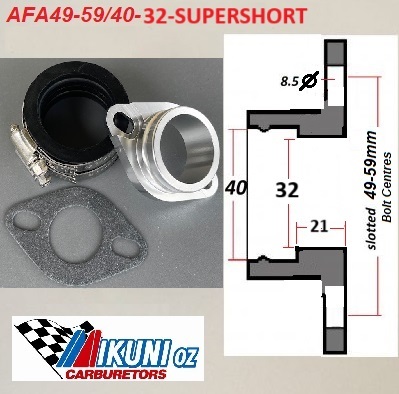 Mikuni Mounting Flange Super Short ASSY 32mm ID, 40mm Boot ID