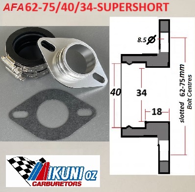 Mikuni Mounting Flange Super Short ASSY 34mm ID, 40mm Boot ID