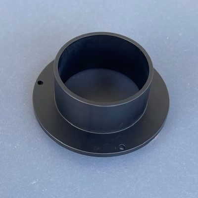 Air-box Adapter, rivets on box for directing 54mm pipe back to carb. Black Adonised