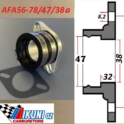 Mikuni Stub Flange/Boot 38mm ID, 47mm spigot OD,56-78mm Stud Centres