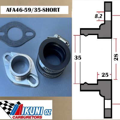 Mikuni Stub Flange Assy Narrow, 28mm Bore, 35mm spigot,46-59mm Stud centres